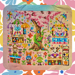A colorful cross stitch