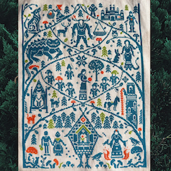 A large cross stitch of fairy tales